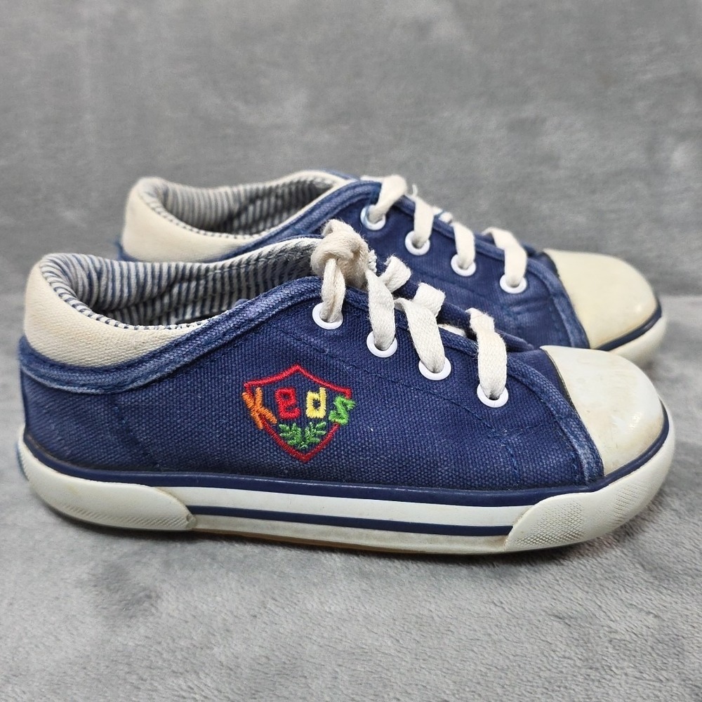 Vintage Keds Kids‎ Size 8.5 Blue Canvas Embroidered
